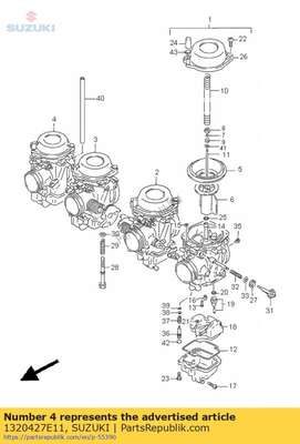 Carburetor,rh 1320427E11 Suzuki