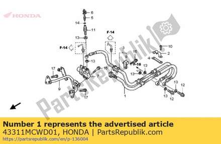 Main hose comp., rr. brak 43311MCWD01 Honda