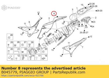 Rechter achterkap sticker "rsv4" B045779 Piaggio Group