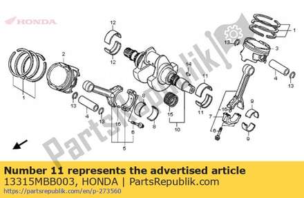 Bearing c, crankshaft l. side (brown) 13315MBB003 Honda