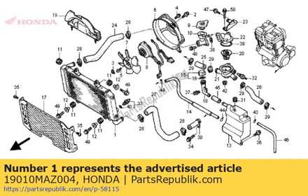 Radiator comp. 19010MAZ004 Honda