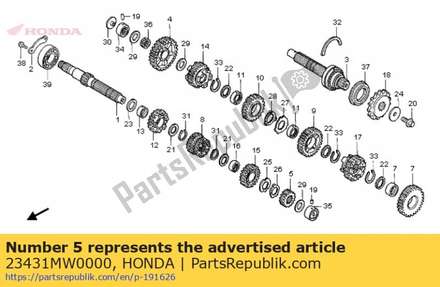 Gear, mainshaft second (16t) 23431MW0000 Honda