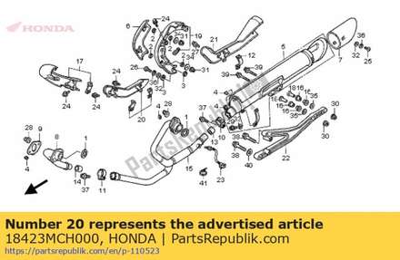 Cover b, fr. ex. pipe 18423MCH000 Honda