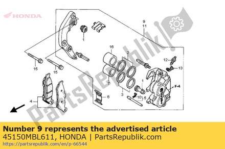 Caliper sub assy., l. fr. 45150MBL611 Honda