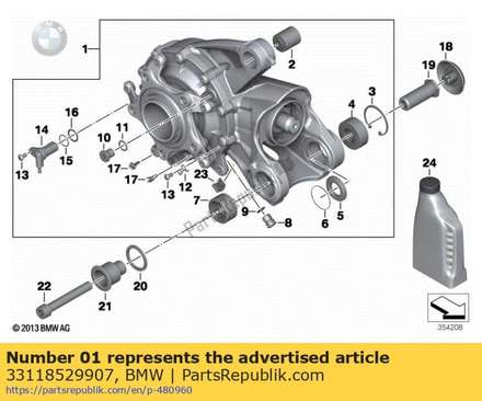 Right-angle gearbox, silver - i=31:11=2,82    (from 08/2006) 33118529907 BMW