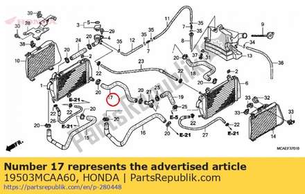 Hose, r. rr. radiator 19503MCAA60 Honda