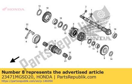 Gear, mainshaft fourth (25t) 23471MGSD20 Honda