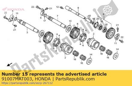 Bearing, radial ball, 160 91007MAT003 Honda