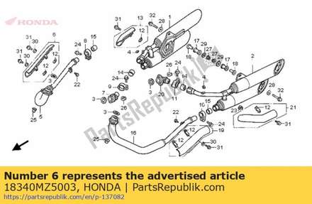 Cover, r. fr. ex. pipe 18340MZ5003 Honda
