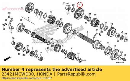Gear, countershaft first (37t) 23421MCWD00 Honda