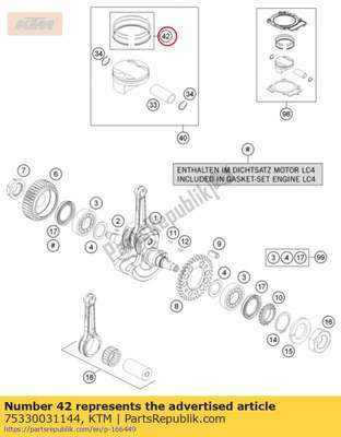 Piston ring kit 75330031144 KTM