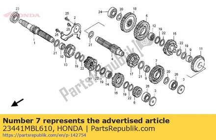Gear, countershaft second 23441MBL610 Honda