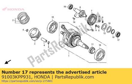 Bearing, radial ball spec 91003KPP931 Honda