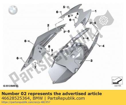 Rear lateral part, right - rohteil / blank 46628525364 BMW