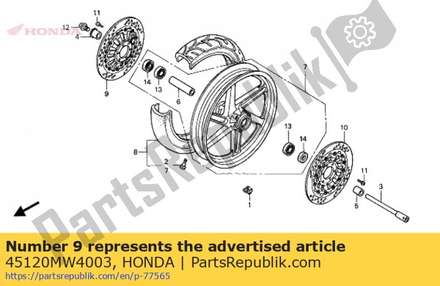 Disk comp., r. fr. brake 45120MW4003 Honda