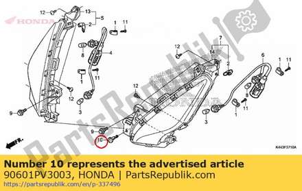 Clip, air intake duct pus 90601PV3003 Honda