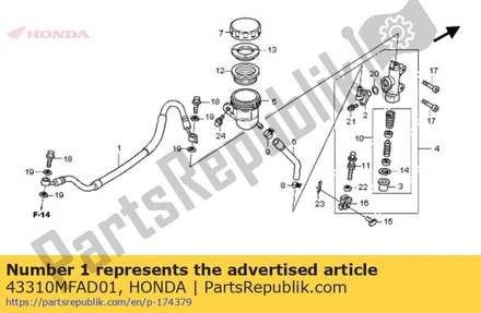 Hose comp. a, rr. brake 43310MFAD01 Honda