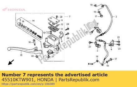 Cylinder sub assy., fr. brake master 45510KTW901 Honda
