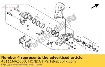 Brake part x4 43111MAZ000 Honda