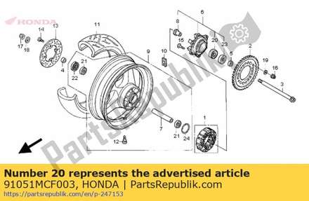 Bearing, radial ball, 27x52x23.8 91051MCF003 Honda