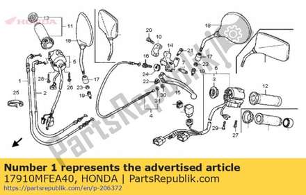 Cable comp. a, throttle 17910MFEA40 Honda