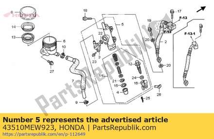 Cylinder sub assy., rr. master 43510MEW923 Honda