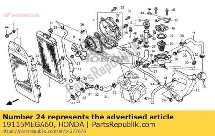 Hose b, radiator lower 19116MEGA60 Honda
