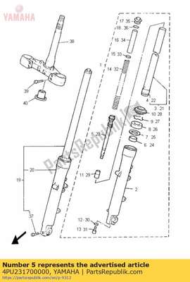 Cylinder comp., front fork 4PU231700000 Yamaha