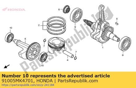 Bearing, radial ball, 16x44x13 (toyo) 91005MK4701 Honda