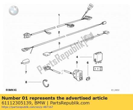Kit de câblage pour le réglage du pare-brise 61112305139 BMW