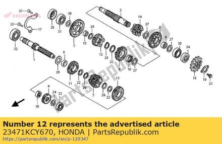 Gear, countershaft fourth (28t) 23471KCY670 Honda