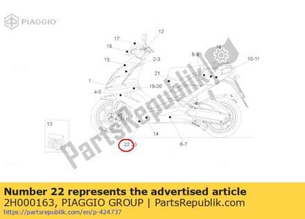 Right lower band decal under-footrest 2H000163 Piaggio Group