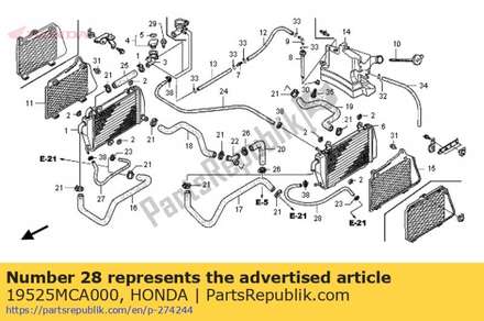 Hose, l. drain 19525MCA000 Honda
