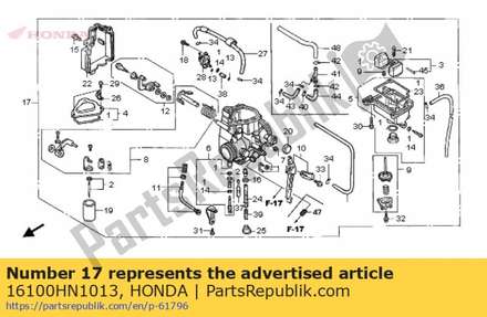 Carburetor assy. (qb10a b) 16100HN1013 Honda