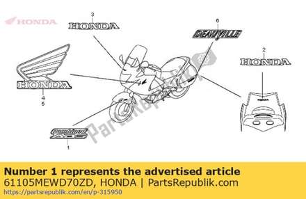 Mark (combined abs) *type 61105MEWD70ZD Honda