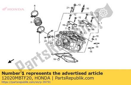 Head assy., rr. cylinder 12020MBTF20 Honda