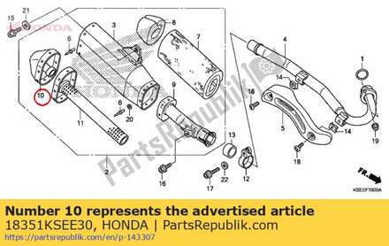 Muffler comp., rr. (94db) 18351KSEE30 Honda