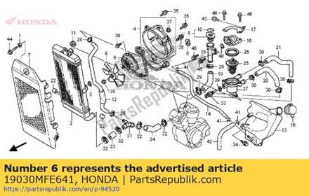 Motor assy., fan 19030MFE641 Honda