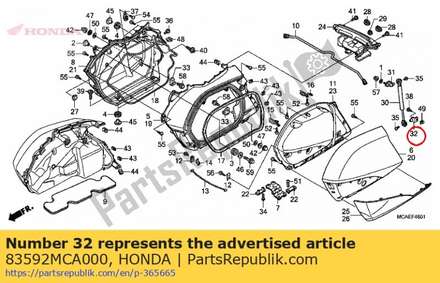 Plate, damper mounting lower 83592MCA000 Honda