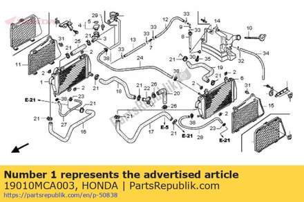 Radiator comp., r. 19010MCA003 Honda