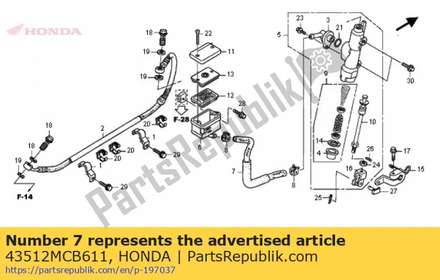 Hose, rr. master cylinder 43512MCB611 Honda