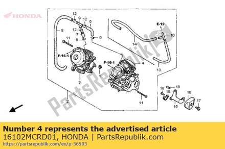 Carburetor assy r 16102MCRD01 Honda