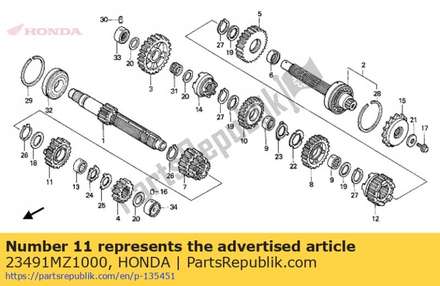 Gear, mainshaft fifth (25t) 23491MZ1000 Honda