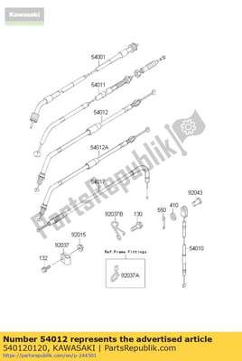 Cable-throttle,opening kl650-a 540120120 Kawasaki