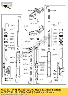 Pipe-fork inner,lh,f.s.b kle65 44013023118R Kawasaki