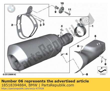 Cover for exhaust system 18518394884 BMW