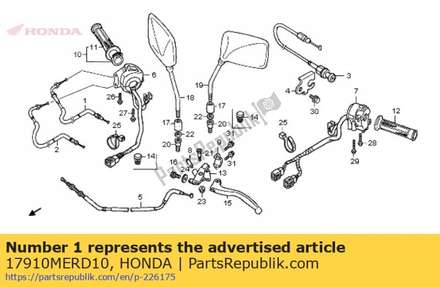 Cable comp. a, throttle 17910MERD10 Honda