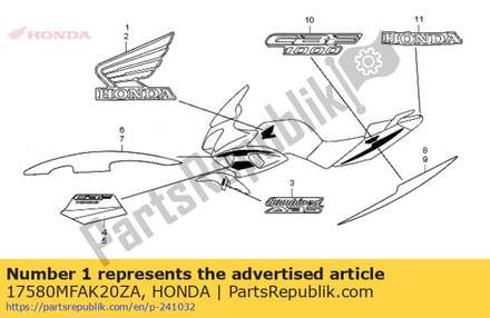Mark, r. wing *type1 * (type1 ) 17580MFAK20ZA Honda