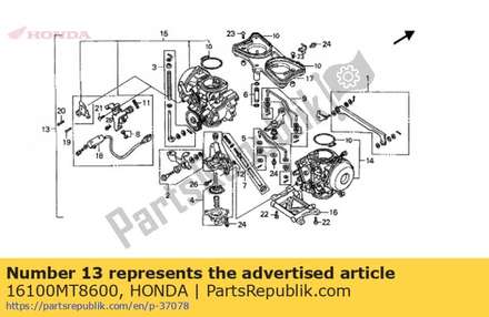 Carburetor assy. 16100MT8600 Honda