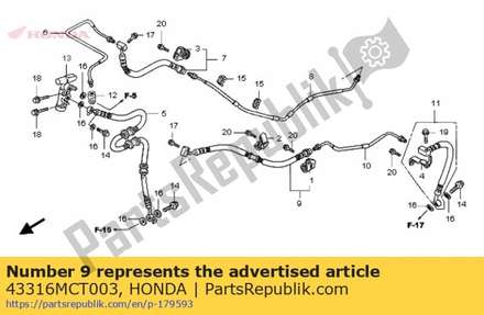 Hose f, rr. brake 43316MCT003 Honda